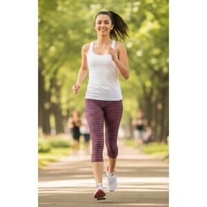 Tory Burch Sport Cropped Leggings - Navy Red Plaid XL